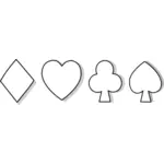 Carta da gioco simboli disegno vettoriale a mano libera