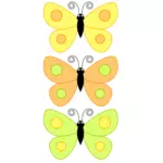 Tre gule sommerfugler