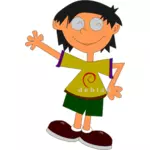 Tecknad barn med Debianlogotypen skjorta vektorritning