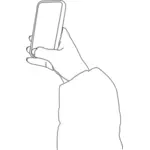 Hånd som holder en mobil
