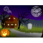 Vektorbild av mörka Halloween spökhus