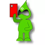 Vektor seni klip monster hijau karakter dengan tablet
