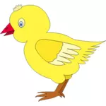 Vector image of small chick with a yellow hairstyle