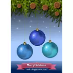 Happy New Year and Merry Christmas banner vector drawing
