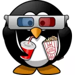 Vectorillustratie van cinema viewer pinguïn