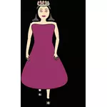 矢量图像的女王/王后在一件紫色的连衣裙