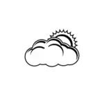 Clipart en noir et blanc nuageux avec quelques signe de jour du soleil