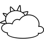 आंशिक रूप से बादल छाए रहेंगे स्काई वेक्टर चित्रण के लिए बाह्यरेखा प्रतीक