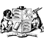 Vector image of coat of arms of dog and rabbit