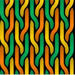 Vektorbild av orange, gul eller grön tressed linjer