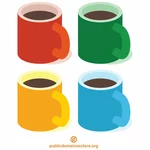 विभिन्न रंगों में कॉफी कप