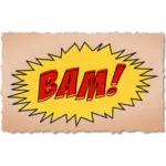 Vinobraní komické BAM zvukový efekt na hnědé pozadí