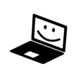 Icône d'ordinateur portable avec un sourire sur l'écran vector clip art