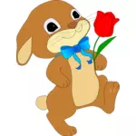 ארנב עם פרח אדום