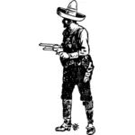 Cowboy med två kanoner vektorgrafik