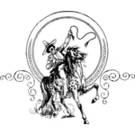 Vector de la imagen del vaquero cabriolas en círculo de gloria