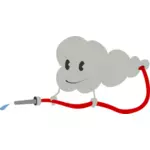 Cloud watering with hose vector illustration