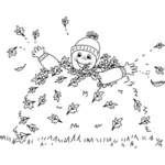 Děti v listí, kresba