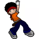 Bambino hip-hop in una grafica vettoriale di movimento danza