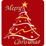 עץ חג המולד באדום ובזהב בתמונה וקטורית כרטיס ברכה