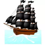Gráficos vetoriais de veleiro grande pirata no mar indisciplinado