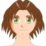 アニメの女の子の頭のベクトル画像