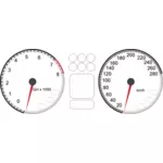 矢量绘图的汽车仪表板转速表及速度表