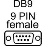 Dessin vectoriel de port DB9 femelle
