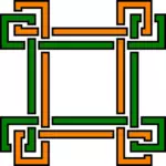 हरे और नारंगी लाइनों वेक्टर छवि के साथ वर्ग पैटर्न