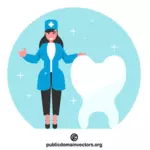 Female dentist with a tooth