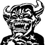 Vector clip art of laughing devil with large horns