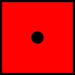 Un punto negro en dados rojos