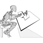 Robot sittande och skrivande
