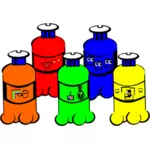 Illustrazione vettoriale di cinque bottiglie di acqua di plastica