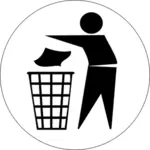Wektor rysunek wyrzucać śmieci w symbol pojemnika na śmieci