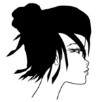 Kvinnens ansikt med svart hår
