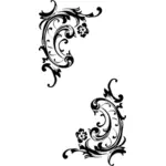 Bilden av barock mönster i svart och vitt
