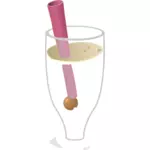 Perličková nápoj se slámou v sklo vektorový obrázek