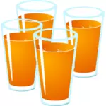 Vector illustration of four glasses of freshly squeezed juice