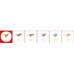 Vektorové grafiky, ikony pro šest různých koktejlů