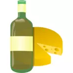 Putih anggur dan keju ikon vektor grafis