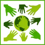 Eco solidaritas hijau Ikon ilustrasi vektor