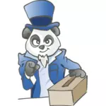 Panda de elección con una ilustración del vector de urnas