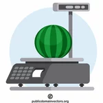 Wassermelone auf elektronischem Maßstab