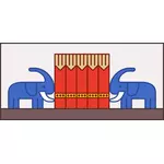 Dos elefantes ante imagen de carpa de circo