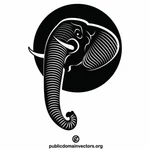 الفيل صورة ظلية الفن أحادي اللون