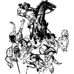 Зло всадника и дети векторное изображение