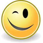 Vector de dibujo de guiño sonriente emoticono