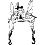 Illustration vectorielle de fille lisant un livre avec fées autour d'elle