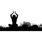 Yoga in de natuur vector silhouet